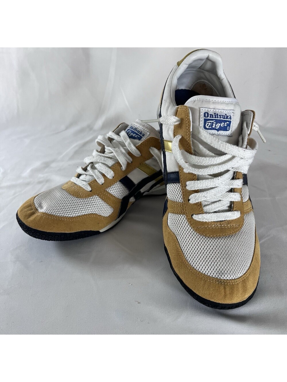 Onitsuka Tiger Vintage Mesh & Suede Sneakers White/Gold/Navy 10.5